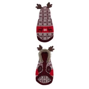 Dog Christmas Sweater, Outfit, Reindeer Snowflake, Warm Knitwear Cold Weather L